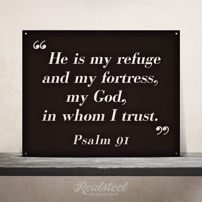Psalm 91 Quote Wall Sign 20"x16" / Black - RealSteel Center