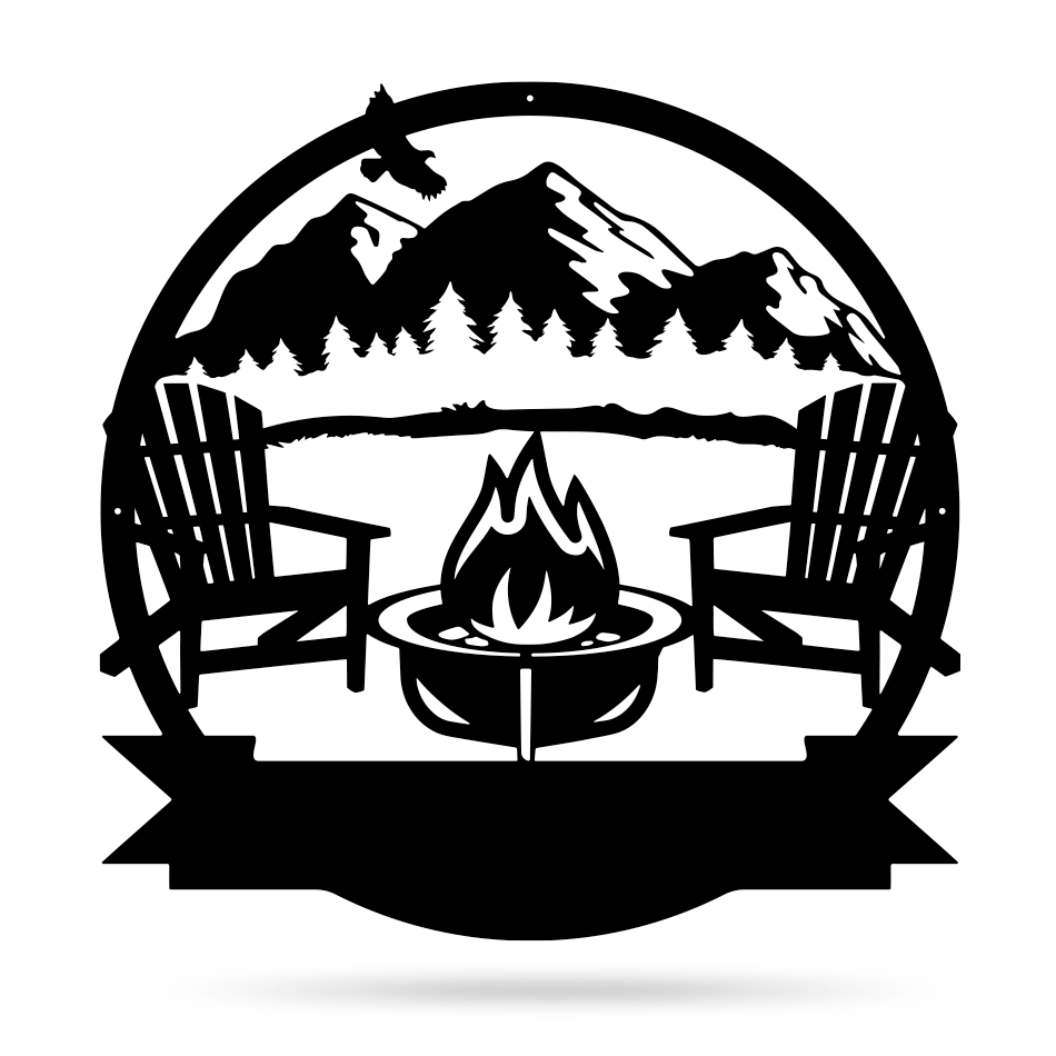 Personalized Campfire Monogram 18" / Black / Mountain - RealSteel Center