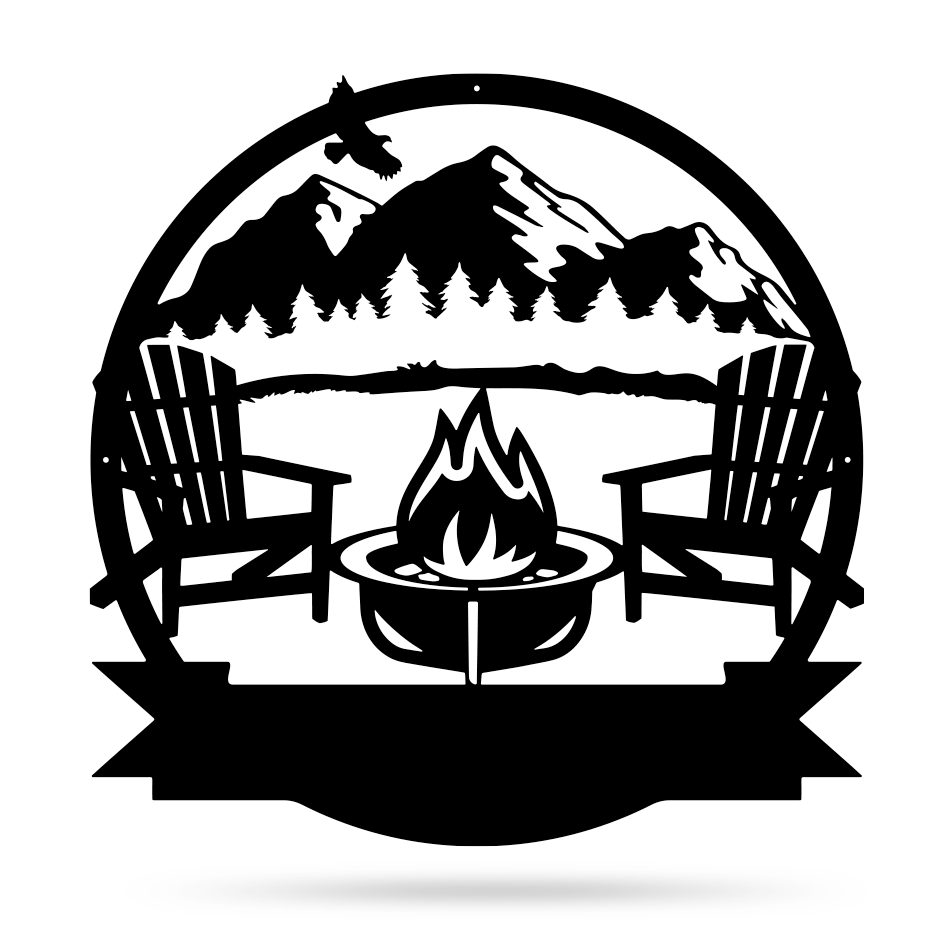 Personalized Campfire Monogram 30" / Black / Mountain - RealSteel Center