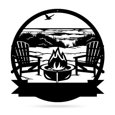 Personalized Campfire Monogram 18" / Black / Beach - RealSteel Center