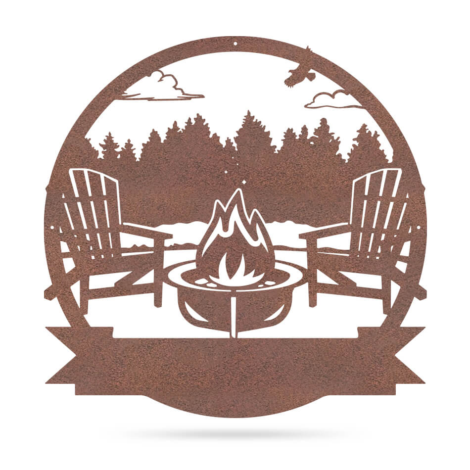 Personalized Campfire Monogram 18" / Rust / Forest - RealSteel Center