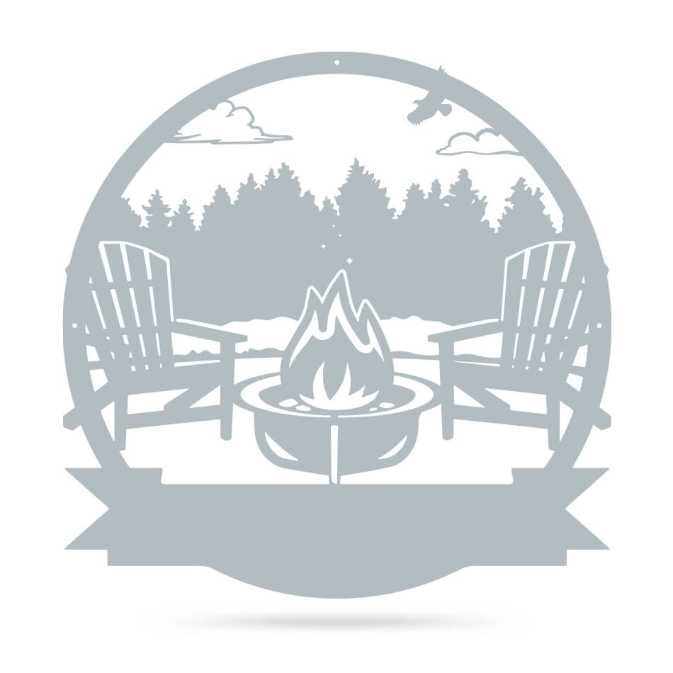 Personalized Campfire Monogram 18" / Textured Silver / Forest - RealSteel Center