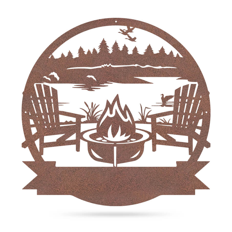 Personalized Campfire Monogram 18" / Rust / Lake - RealSteel Center