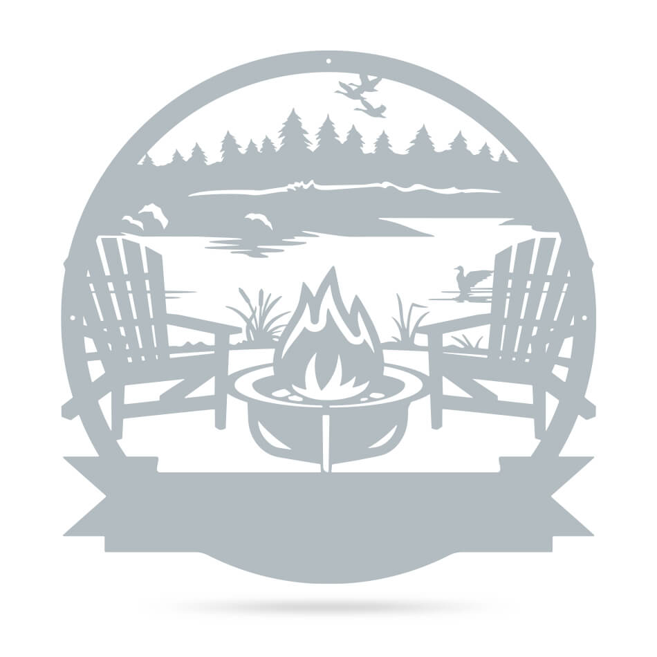 Personalized Campfire Monogram 18" / Textured Silver / Lake - RealSteel Center