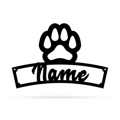 Personalized Dog Paw Sign 18"x12" / Black - RealSteel Center