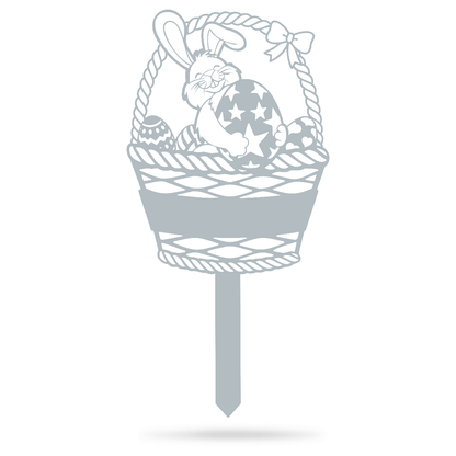 Easter Bunny Monogram Yard Sign 14" x 10.5" / Textured Silver - RealSteel Center