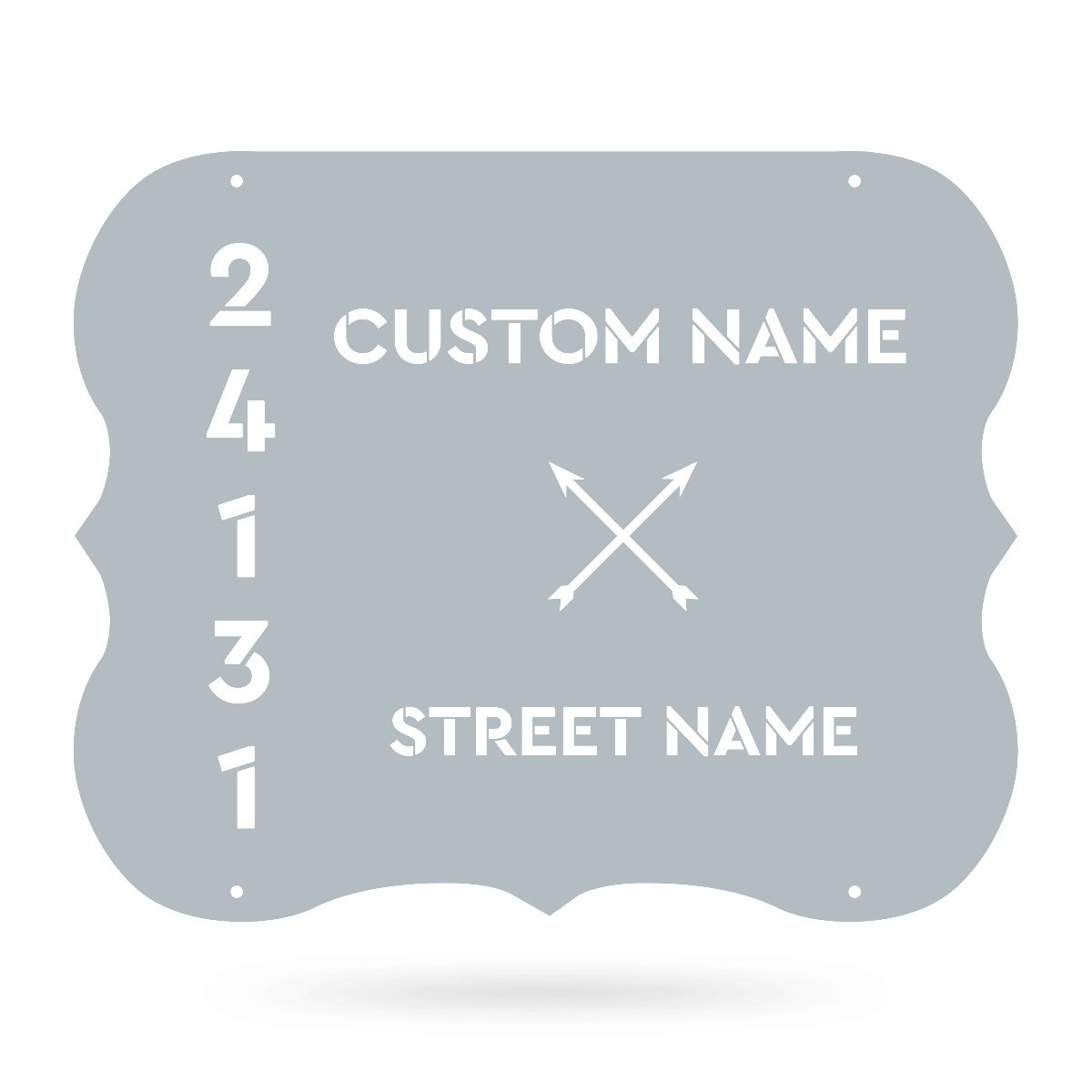 Elegant Address Monogram 24"x19" / Textured Silver - RealSteel Center