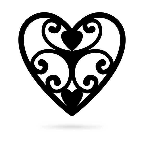 Elegant Heart Wall Art 12" / Black - RealSteel Center