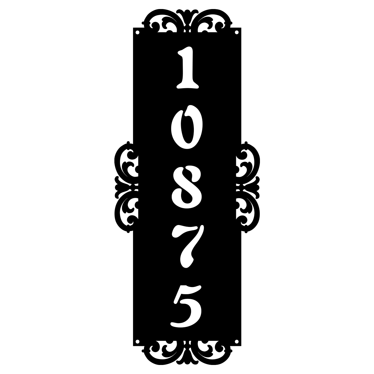 Fancy-Vertical Number Monogram 18"x7.3" / Black - RealSteel Center