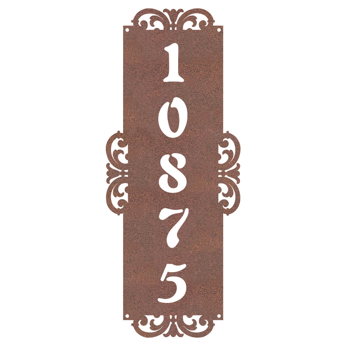 Fancy-Vertical Number Monogram 18"x7.3" / Rust - RealSteel Center