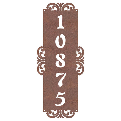 Fancy-Vertical Number Monogram 18"x7.3" / Rust - RealSteel Center