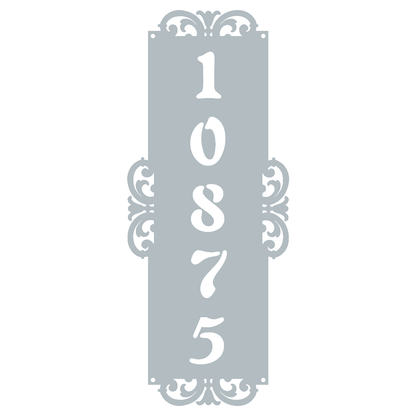 Fancy-Vertical Number Monogram 18"x7.3" / Textured Silver - RealSteel Center