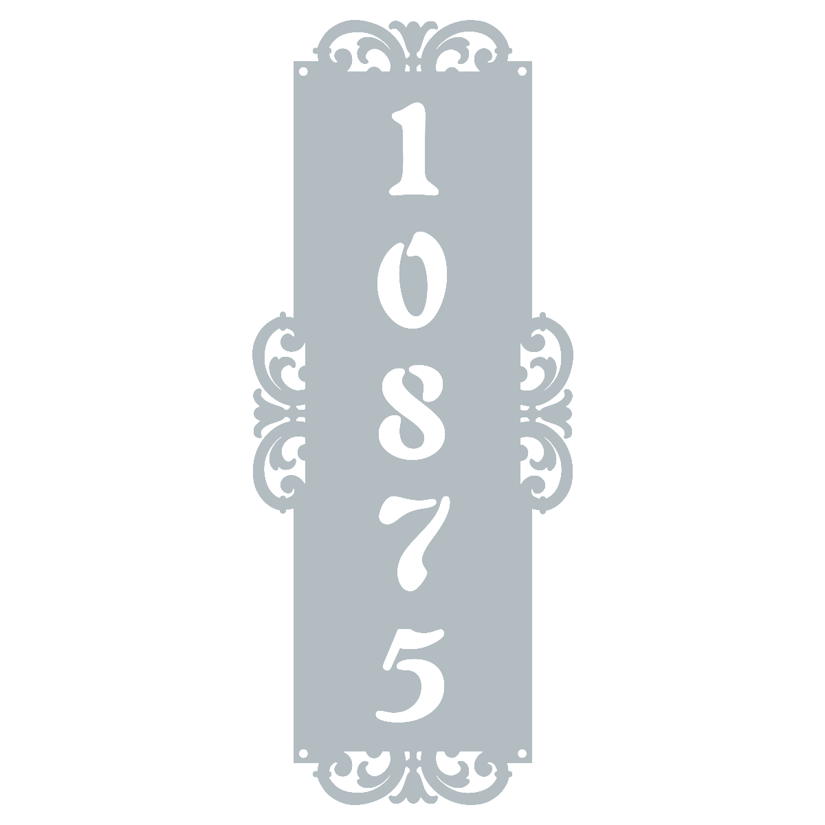 Fancy-Vertical Number Monogram 18"x7.3" / Textured Silver - RealSteel Center