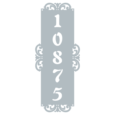 Fancy-Vertical Number Monogram 18"x7.3" / Textured Silver - RealSteel Center