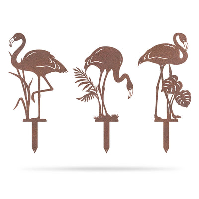 Garden Art - Flamingo 3 Pack Assorted / Rust - RealSteel Center