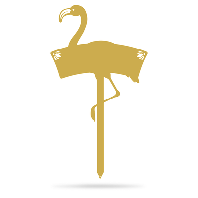 Flamingo Monogram Yard Sign 12" x 22" / Gold - RealSteel Center