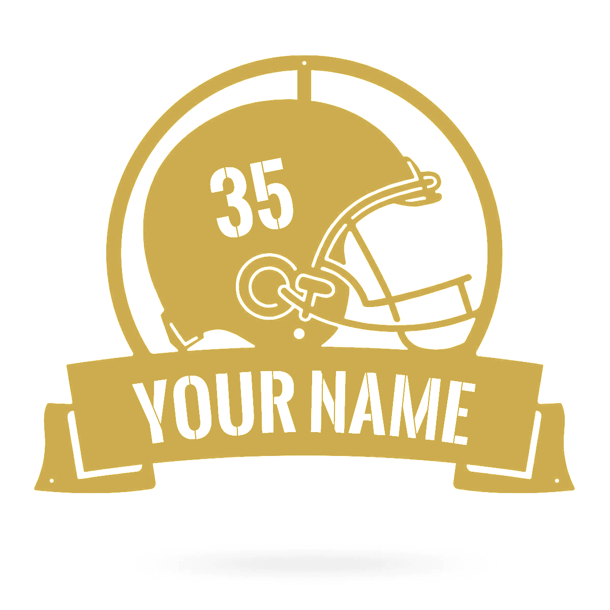 Football Helmet Monogram 15"x18" / Gold - RealSteel Center