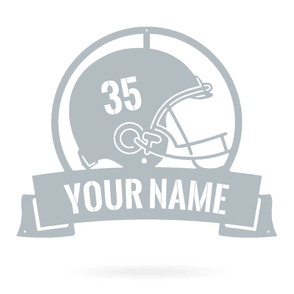 Football Helmet Monogram 20"x24" / Textured Silver - RealSteel Center
