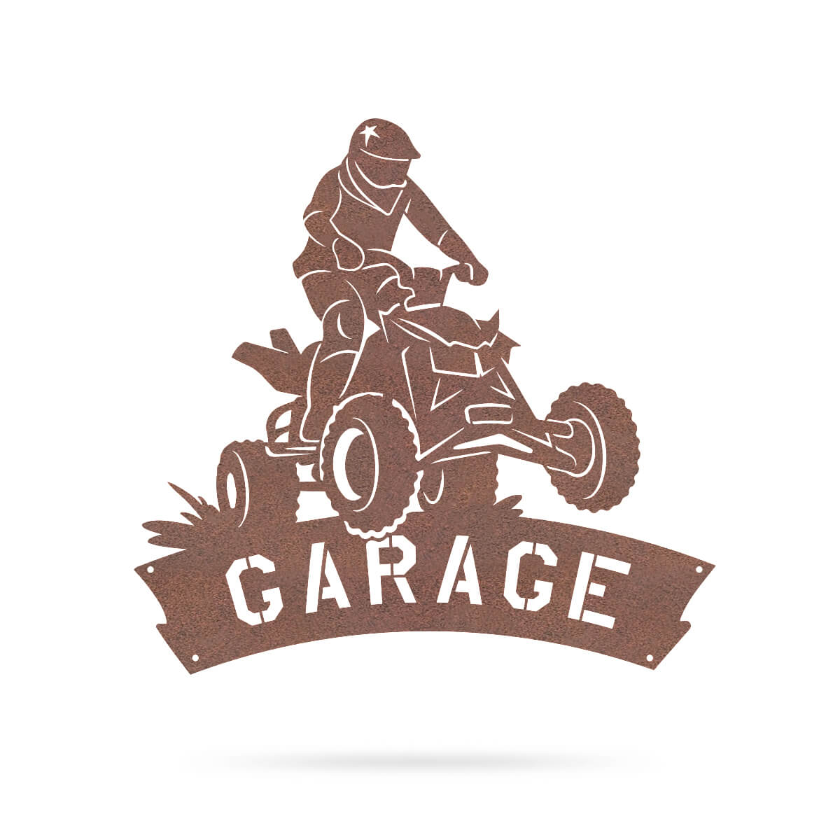 Four Wheeler Garage Metal Sign 18" / Rust - RealSteel Center