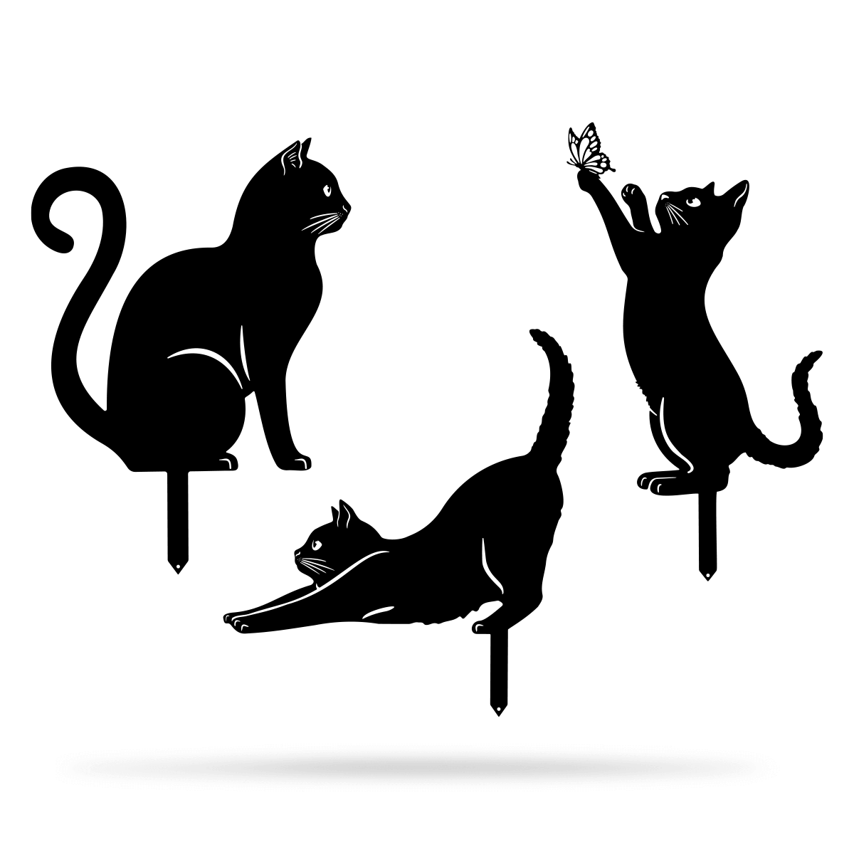 Garden Art - Cats 3 Pack Assorted / Black - RealSteel Center
