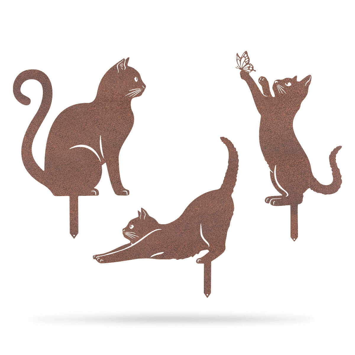 Garden Art - Cats 3 Pack Assorted / Rust - RealSteel Center