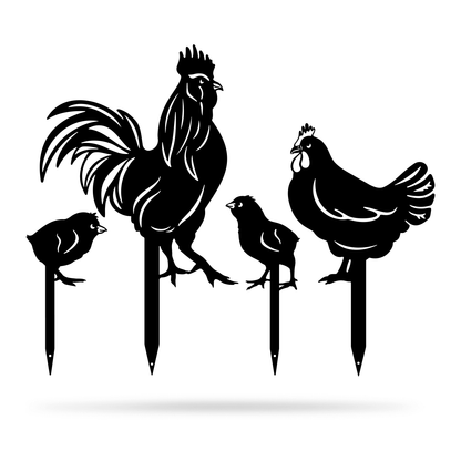 Garden Art - Chickens 4 Pack Assorted / Black - RealSteel Center
