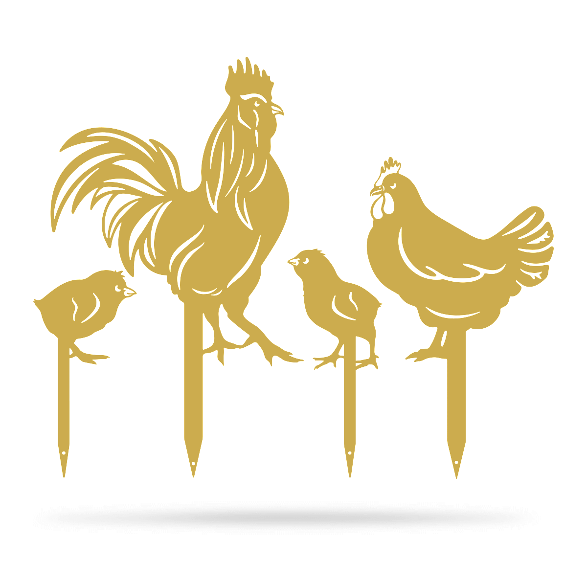 Garden Art - Chickens 4 Pack Assorted / Gold - RealSteel Center