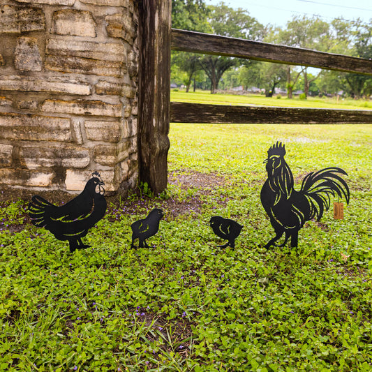 Garden Art - Chickens 4 Pack  - RealSteel Center