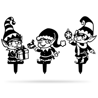 Garden Art - Christmas Elves 3 Pack Assorted / Black - RealSteel Center