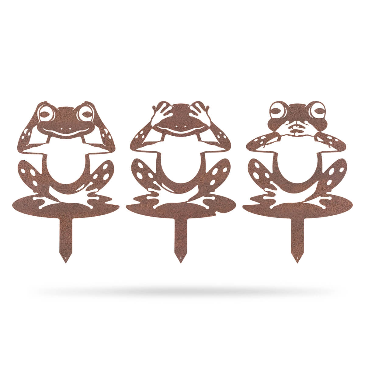 Garden Art - Frogs 3 Pack 14.5" x 21" / Rust - RealSteel Center