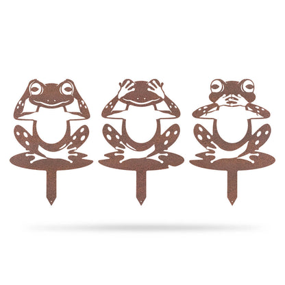 Garden Art - Frogs 3 Pack 14.5" x 21" / Rust - RealSteel Center
