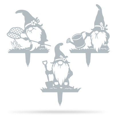 Garden Art - Gnomes Gardening Pack Assorted / Textured Silver - RealSteel Center
