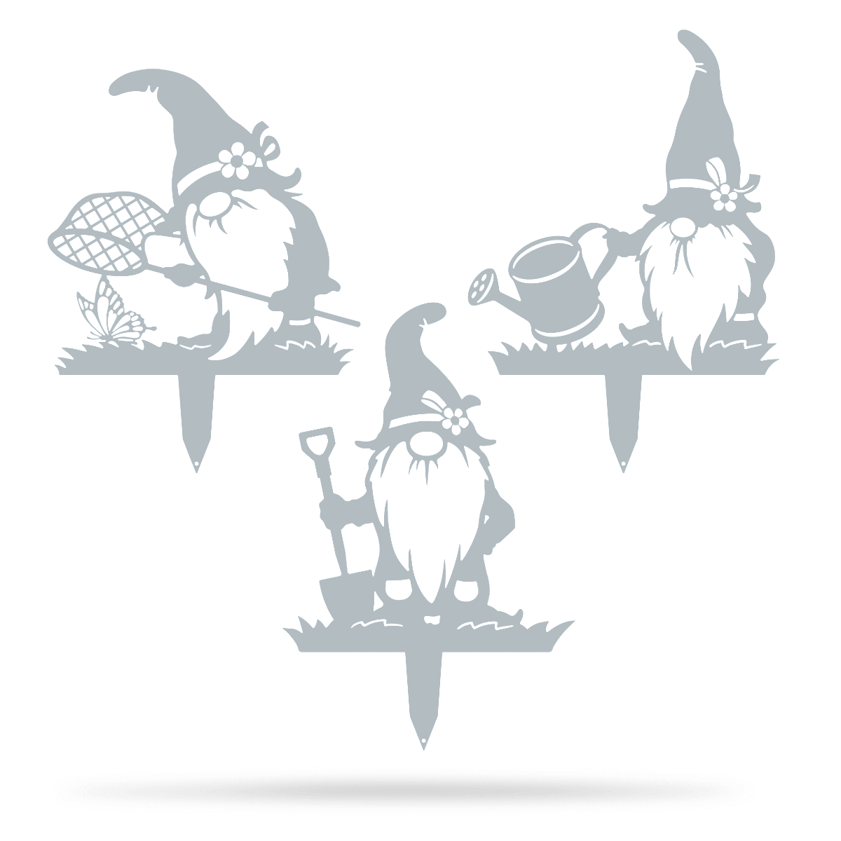 Garden Art - Gnomes Gardening Pack Assorted / Textured Silver - RealSteel Center