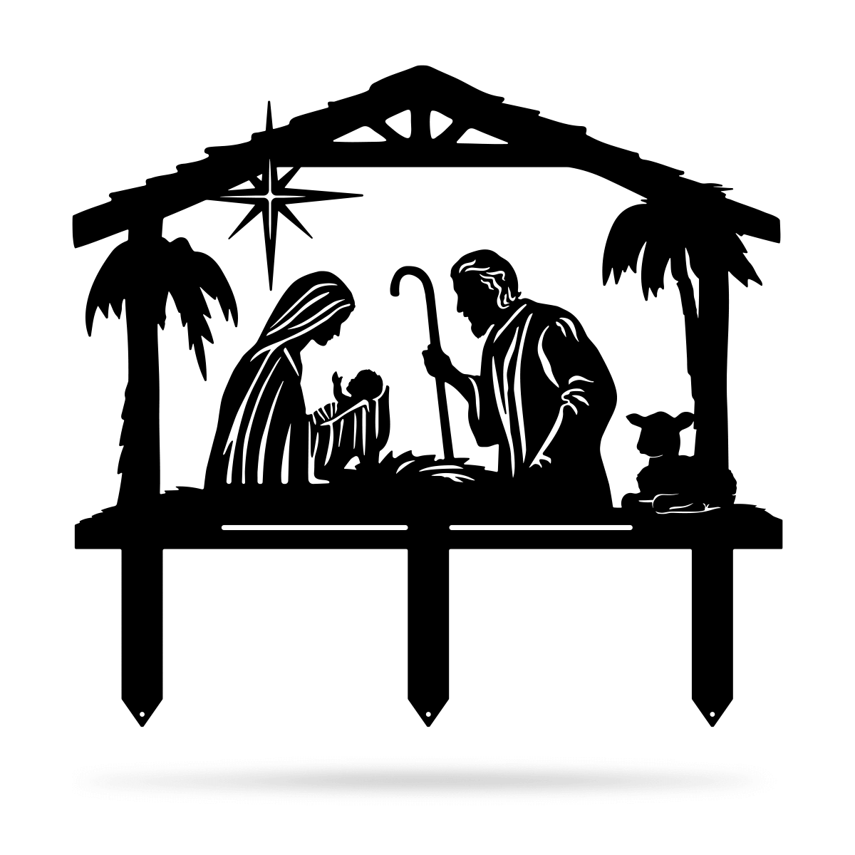 Garden Art - Nativity Scene 24" x 22" / Black - RealSteel Center
