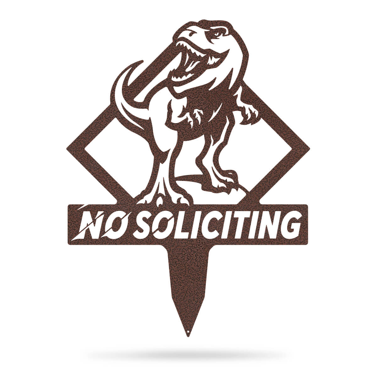 Garden Art - No Soliciting T-Rex 22" x 28.5" / Penny Vein - RealSteel Center