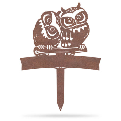 Owl Monogram Yard Sign 16" x 22" / Rust - RealSteel Center