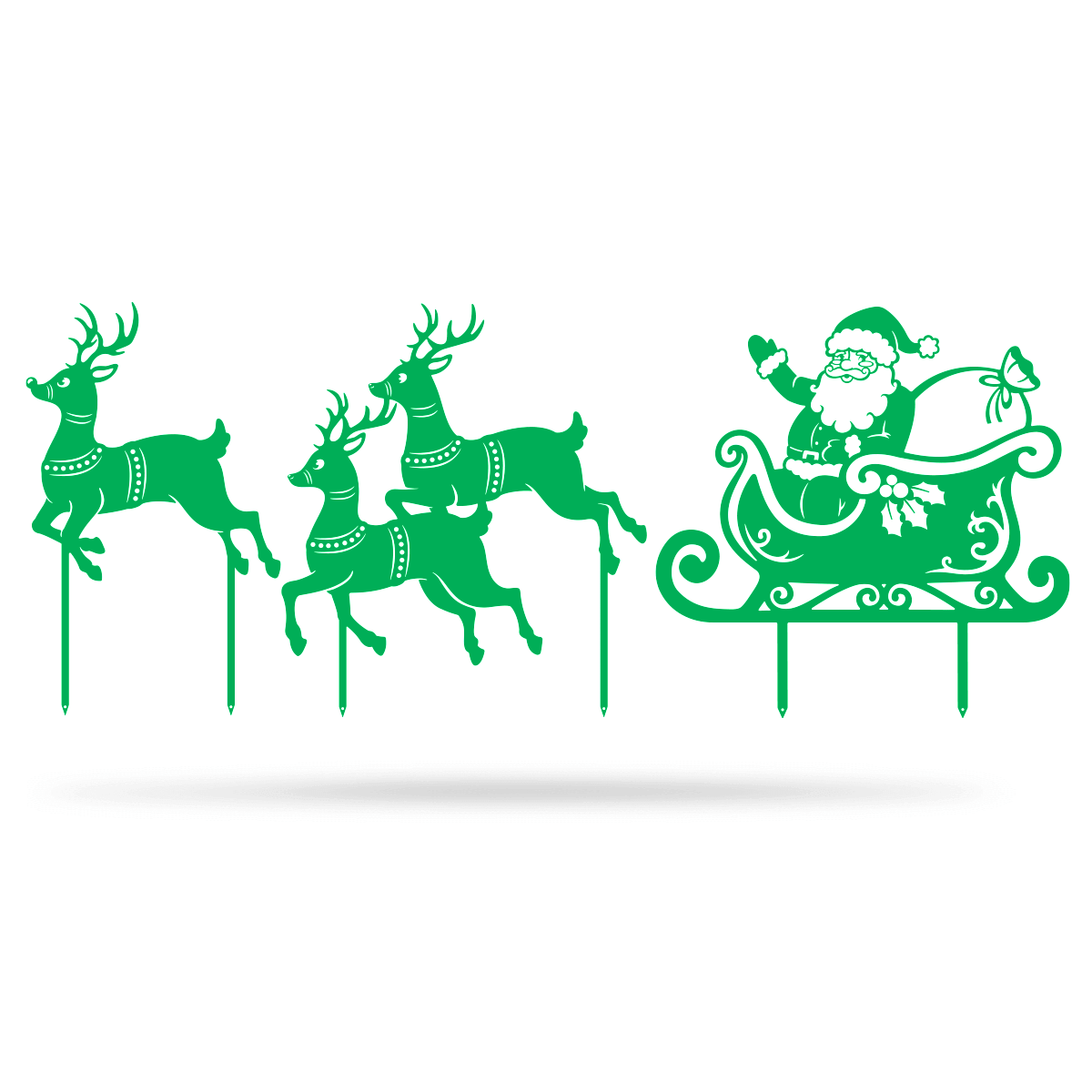 Garden Art - Santa Sleigh Set Assorted / Green - RealSteel Center