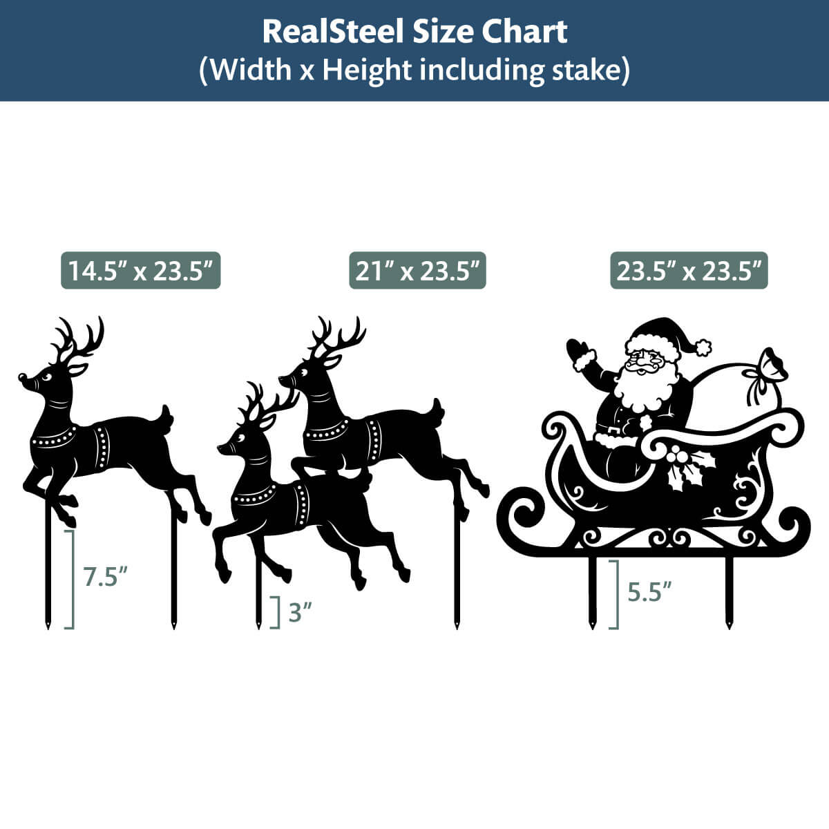 Garden Art - Santa Sleigh Set  - RealSteel Center