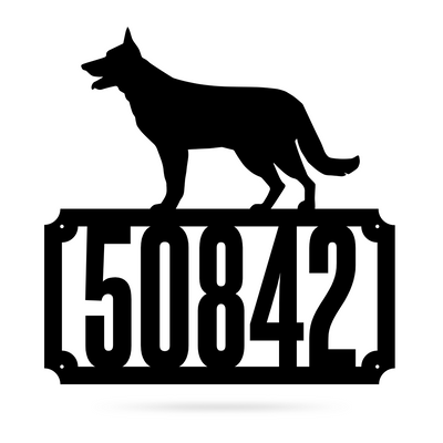 German Shepherd Home Number Monogram 18"x18" / Black - RealSteel Center