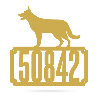 German Shepherd Home Number Monogram 18"x18" / Gold - RealSteel Center