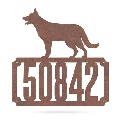 German Shepherd Home Number Monogram 18"x18" / Rust - RealSteel Center