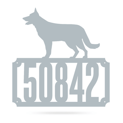 German Shepherd Home Number Monogram 18"x18" / Textured Silver - RealSteel Center