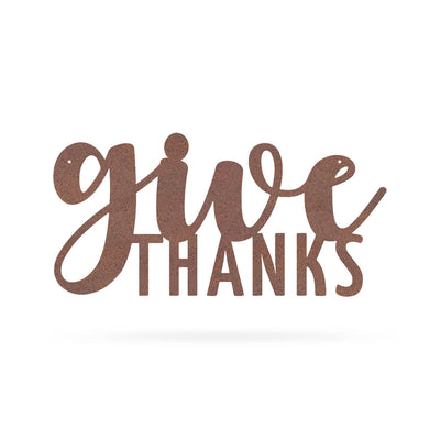 Give Thanks Wall Art 9"x18" / Rust - RealSteel Center