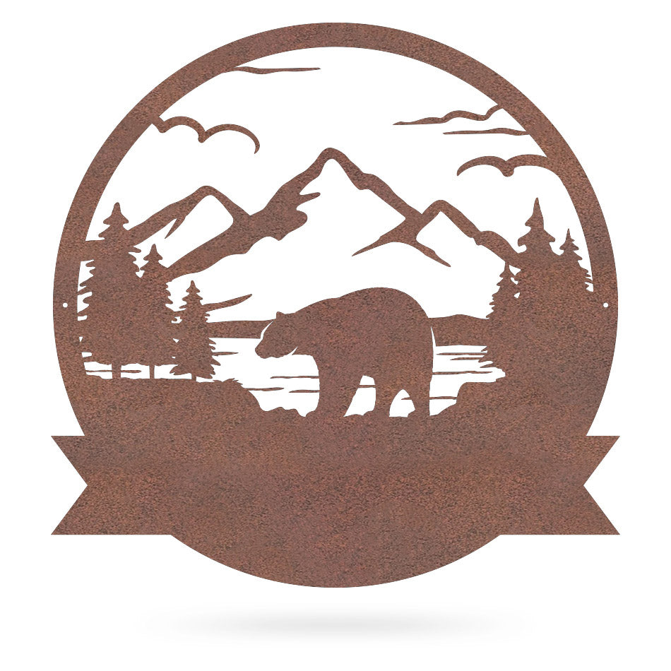 Great Outdoors Bear Monogram 18" / Rust - RealSteel Center