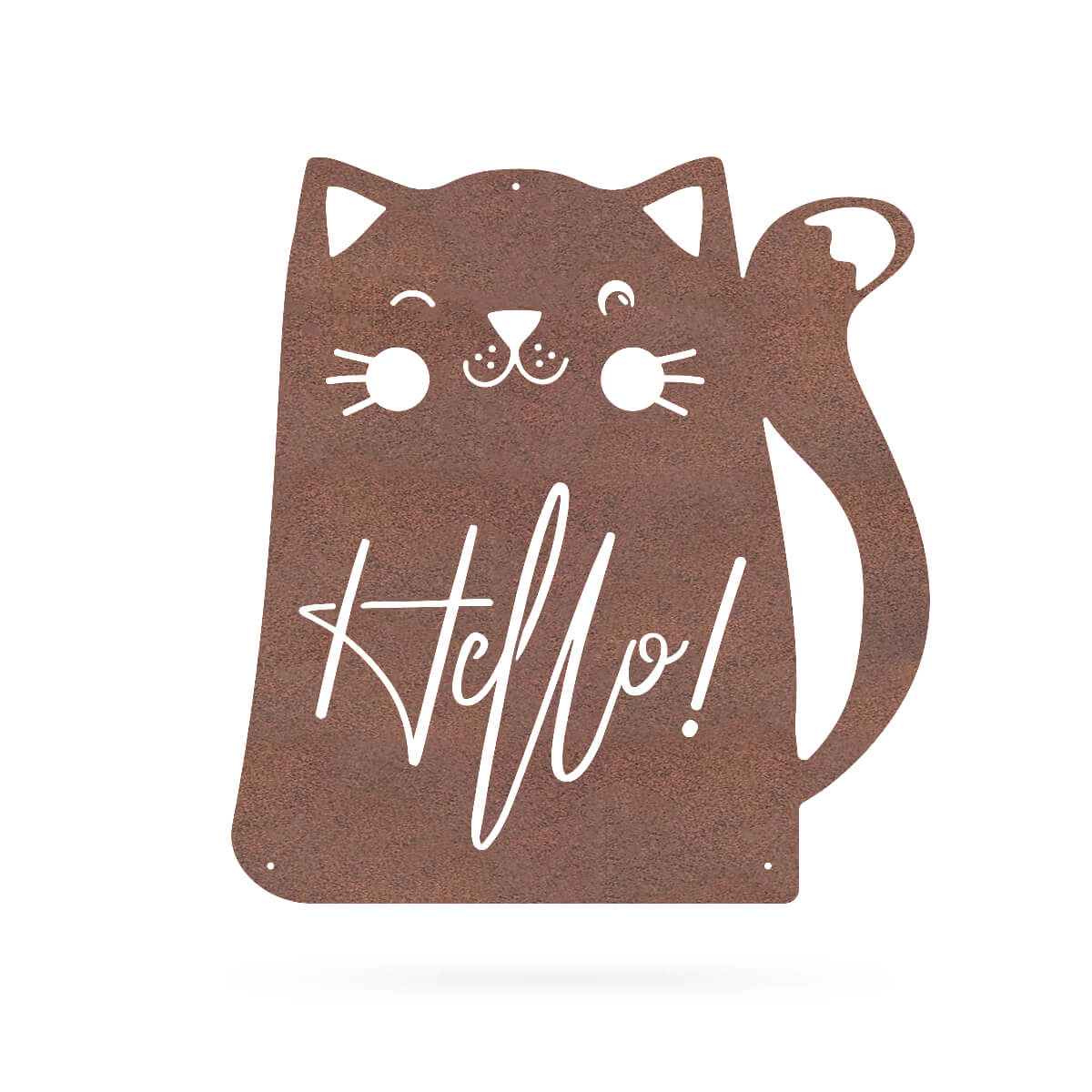 Hello Cat Wall Art 18" / Rust - RealSteel Center