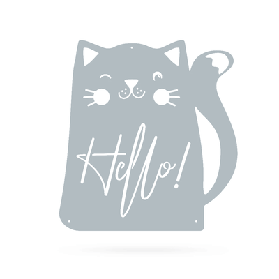 Hello Cat Wall Art 18" / Textured Silver - RealSteel Center