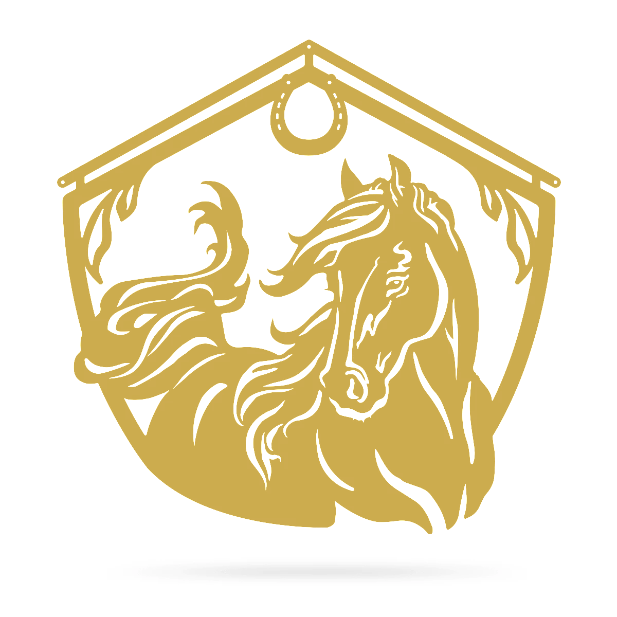 Horse and Barn Sign 18" / Gold - RealSteel Center
