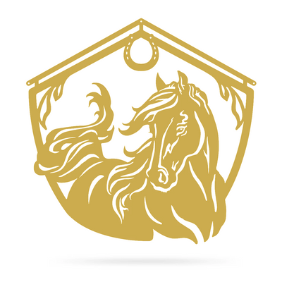 Horse and Barn Sign 18" / Gold - RealSteel Center