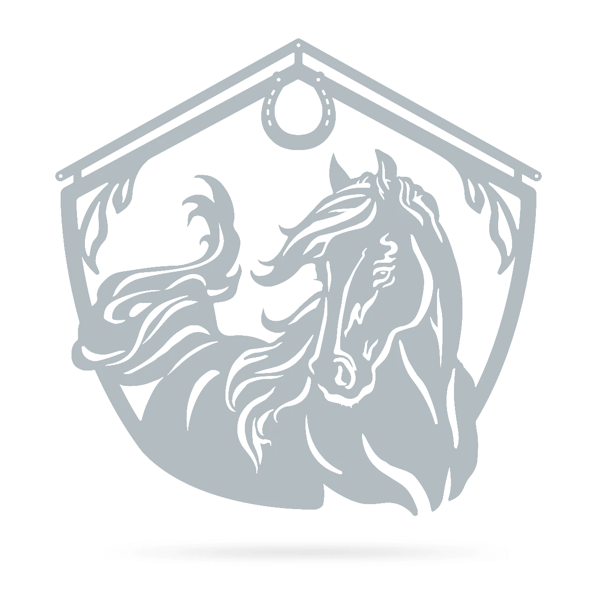 Horse and Barn Sign 18" / Textured Silver - RealSteel Center