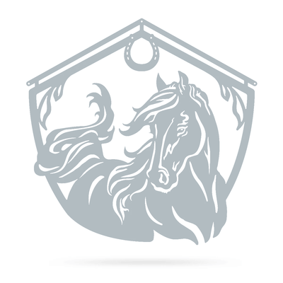 Horse and Barn Sign 18" / Textured Silver - RealSteel Center